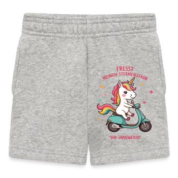 Roller-Einhorn - Baby Shorts - Grau meliert - Vorne