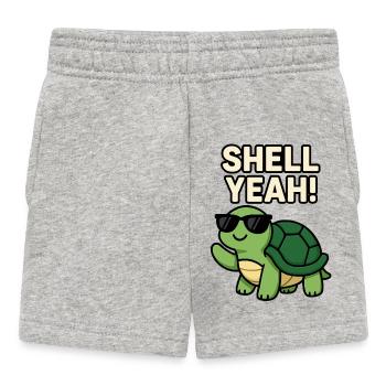 Tortue cool avec lunettes de soleil et texte en gras - Short Bébé - gris chiné - Devant