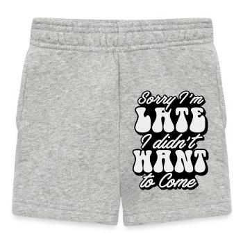 Humorvolles Textdesign für den lässigen Stil - Baby Shorts - Grau meliert - Vorne