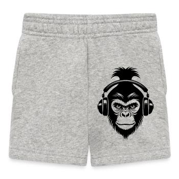 Entspannter Affe Wireless Kopfhörer Café Shirt - Baby Shorts - Grau meliert - Vorne
