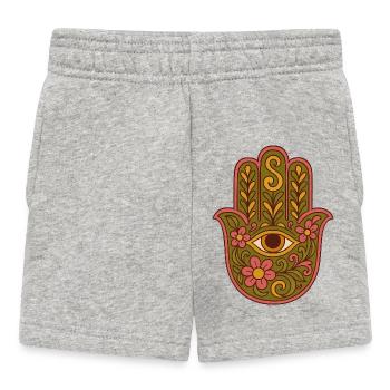 Hamsa oeil Floral Boho Artwork - Short Bébé - gris chiné - Devant