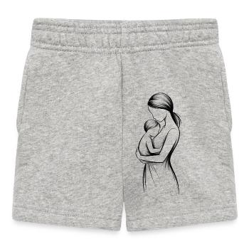 Black and White Mother-Child Silhouette - Baby Shorts - heather grey - Front