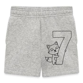 Un renard mignon avec une illustration de dessin animé numéro 7 - Short Bébé - gris chiné - Devant