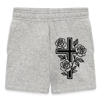 Fleurs à symbole de croix - Short Bébé - gris chiné - Devant