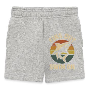 Fins out – shark at sunset - Baby Shorts - heather grey - Front
