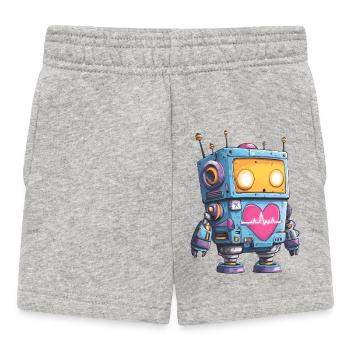 Herzroboter Neon Herz Beat - Baby Shorts - Grau meliert - Vorne