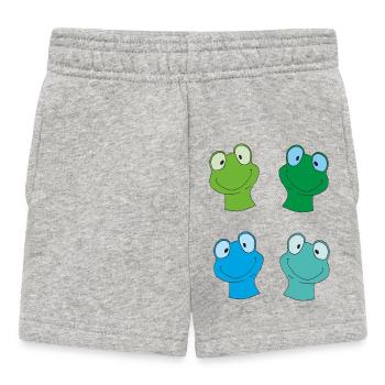 Colorful frog faces - Baby Shorts - heather grey - Front