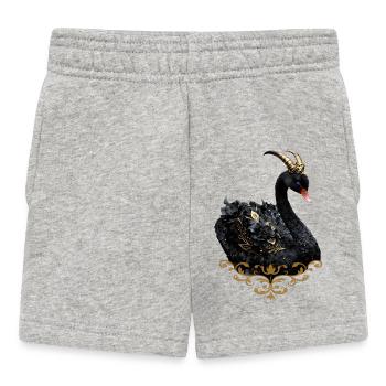 Schwarzer Schwan mit goldener Krone - Baby Shorts - Grau meliert - Vorne