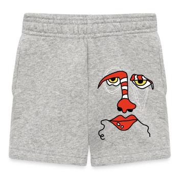 Abstract face with stripes - Baby Shorts - heather grey - Front