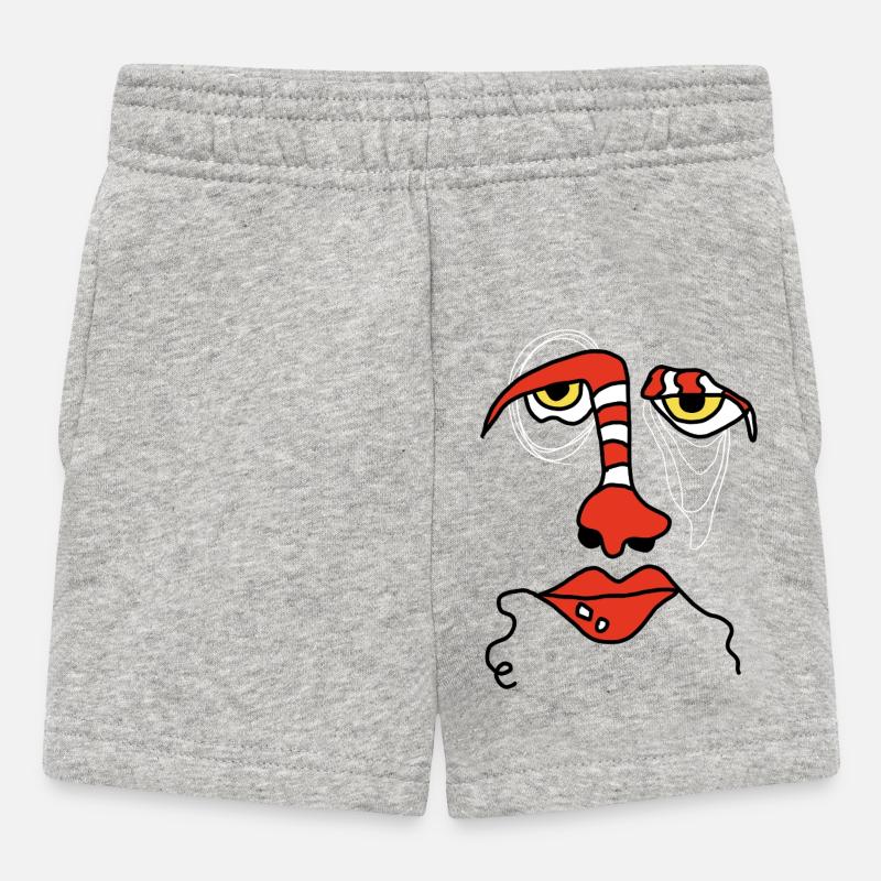 Abstract face with stripes - Baby Shorts - heather grey