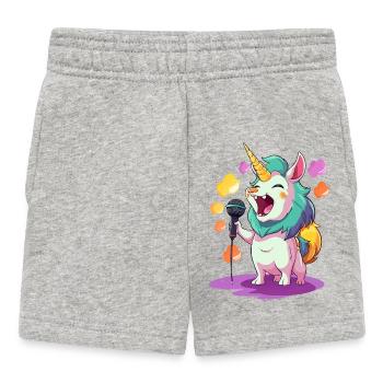 Interprète de scène licorne chantante - Short Bébé - gris chiné - Devant