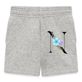Elegant letter 'T' with flowers - Baby Shorts - heather grey - Front