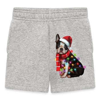 Chien Boston Terrier de Noël - Drôle de chiot de Noël - Short Bébé - gris chiné - Devant