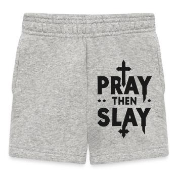 Bete dann Töte - Baby Shorts - Grau meliert - Vorne