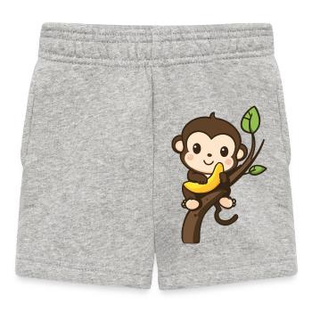 Cute monkey with banana - Baby Shorts - heather grey - Front