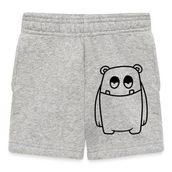 Monster Fröhlich – Lustiges Kawaii Comic Design - Baby Shorts - Grau meliert - Vorne