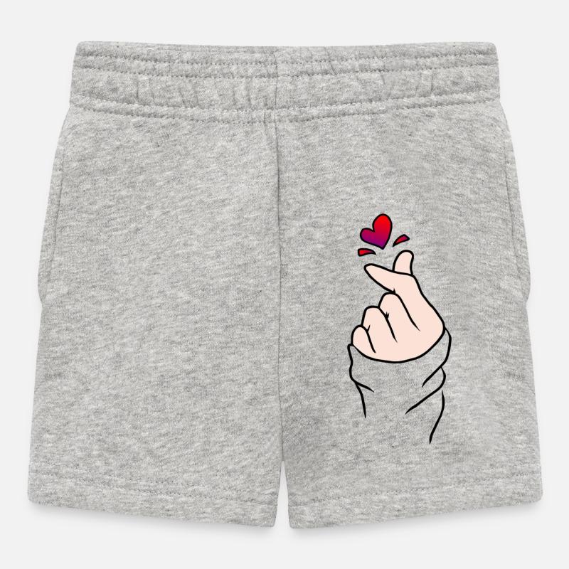Doigt Cœur Amour - Short Bébé - gris chiné