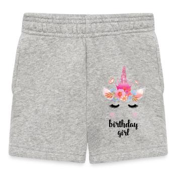 Birthday Girl Unicorn - Baby Shorts - heather grey - Front