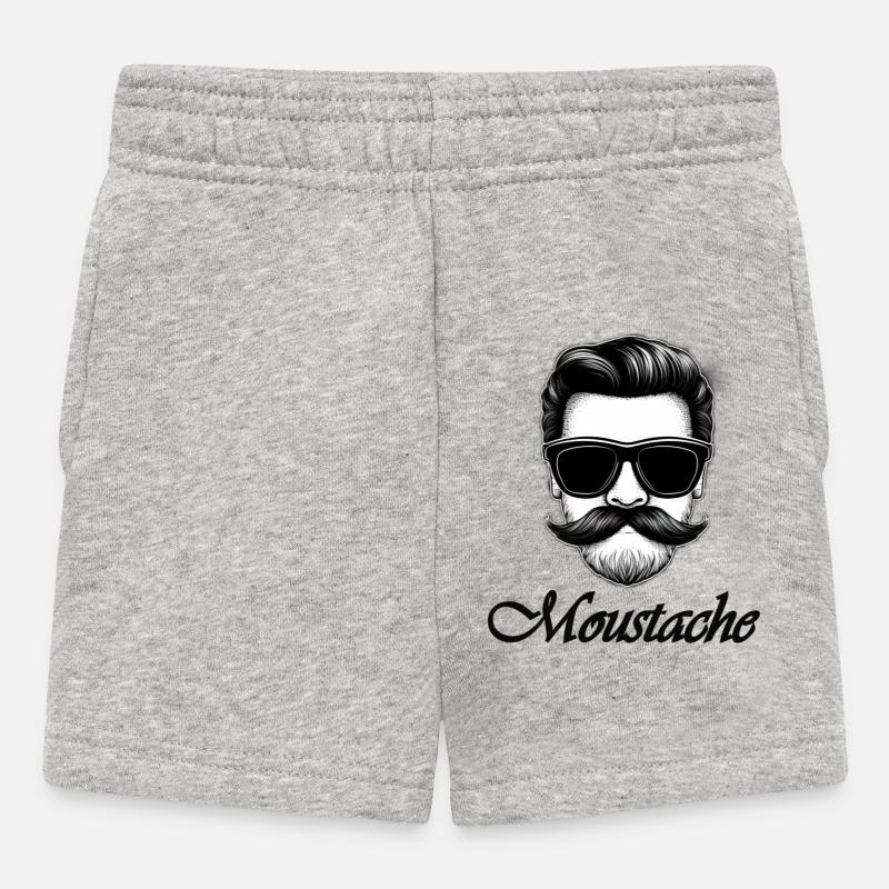 Moustache - Short Bébé - gris chiné