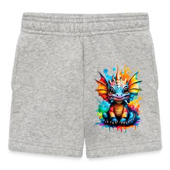 Dragon Coloré - Bébé Dragon - Tête de Dragon - Short Bébé - gris chiné - Devant