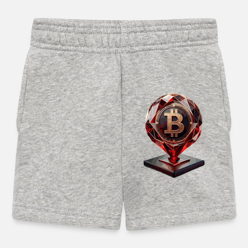 Bitcoin Crystal Design - Baby Shorts - heather grey