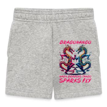 Dragonango : Quand les dragons dansent, des étincelles jaillissent ! - Short Bébé - gris chiné - Devant