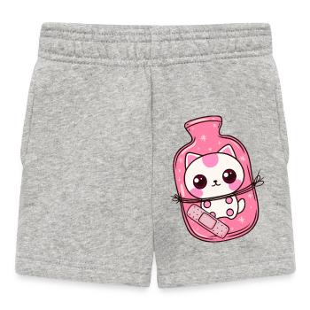 Kawaii Katze mit Wärmflasche - Gute Besserung - Baby Shorts - Grau meliert - Vorne