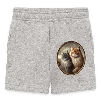 Duo Maine-Coon dans le style de la Renaissance - Short Bébé - gris chiné - Devant