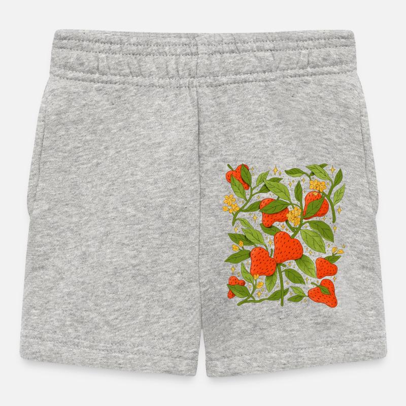 Fraise et fleurs botanical artistique - Short Bébé - gris chiné
