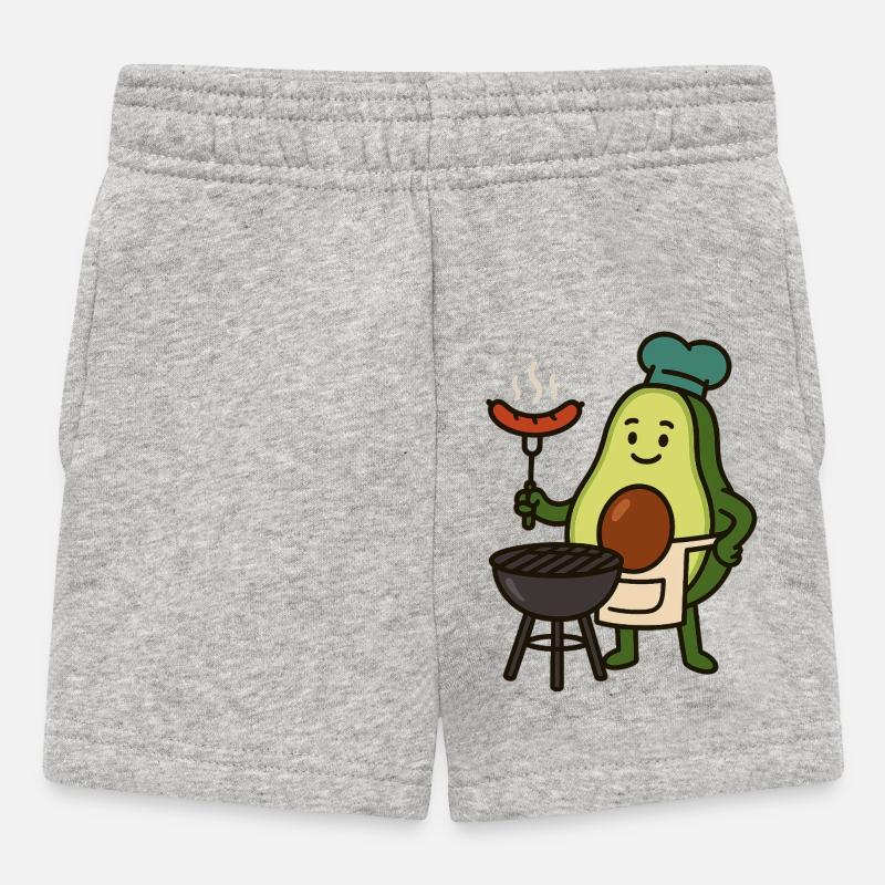 Figurine de cuisine d'avocat avec grill et saucisses - Short Bébé - gris chiné