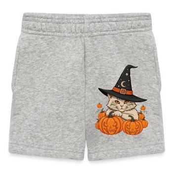 Whiskered Witch Among Pumpkins - Baby Shorts - heather grey - Front