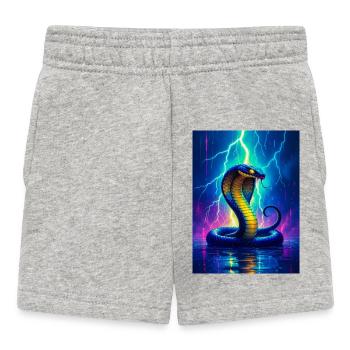 Eine Kobra erhebt sich durch elektrische Blitze in Glowin - Baby Shorts - Grau meliert - Vorne