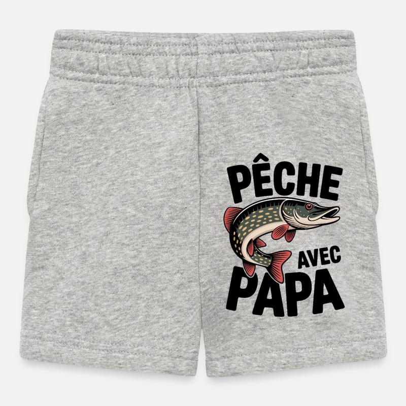 Stylized Pike Peach with Dad - Baby Shorts - heather grey