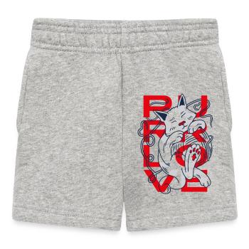 Purr Love Cat With Yarn Ball - Baby Shorts - heather grey - Front