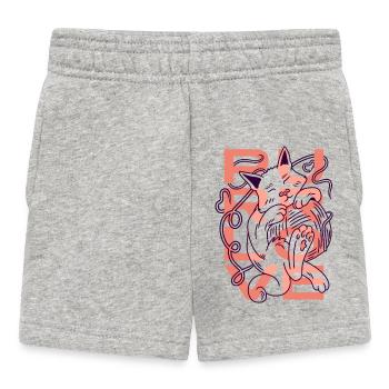 Purr Love Minimalist Cat with Yarn - Baby Shorts - heather grey - Front