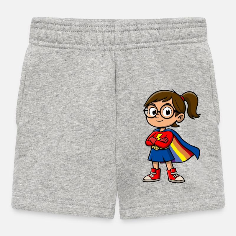 Petite super-héroïne avec des lunettes - Short Bébé - gris chiné