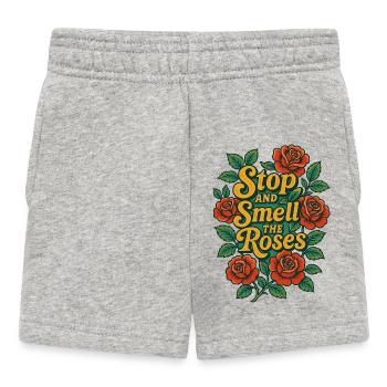Stop and Smell the Roses Floral - Baby Shorts - heather grey - Front