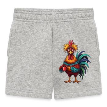 Lebhafter Hahn mit Kaffeetasse - Baby Shorts - Grau meliert - Vorne
