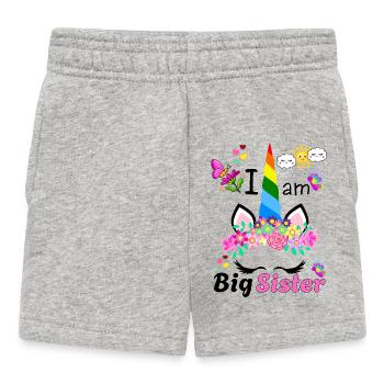 Je suis la grande sœur Licorne Florale - Short Bébé - gris chiné - Devant