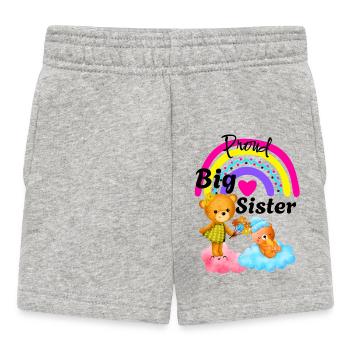 Big Sister Rainbow Unicorn Magical Pink Feet Art - Baby Shorts - heather grey - Front