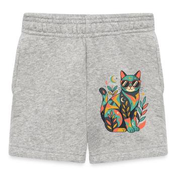 Cat mosaic in sun colors - Baby Shorts - heather grey - Front