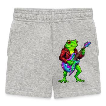 Frog with jacket and neon electric guitar - Baby Shorts - heather grey - Front