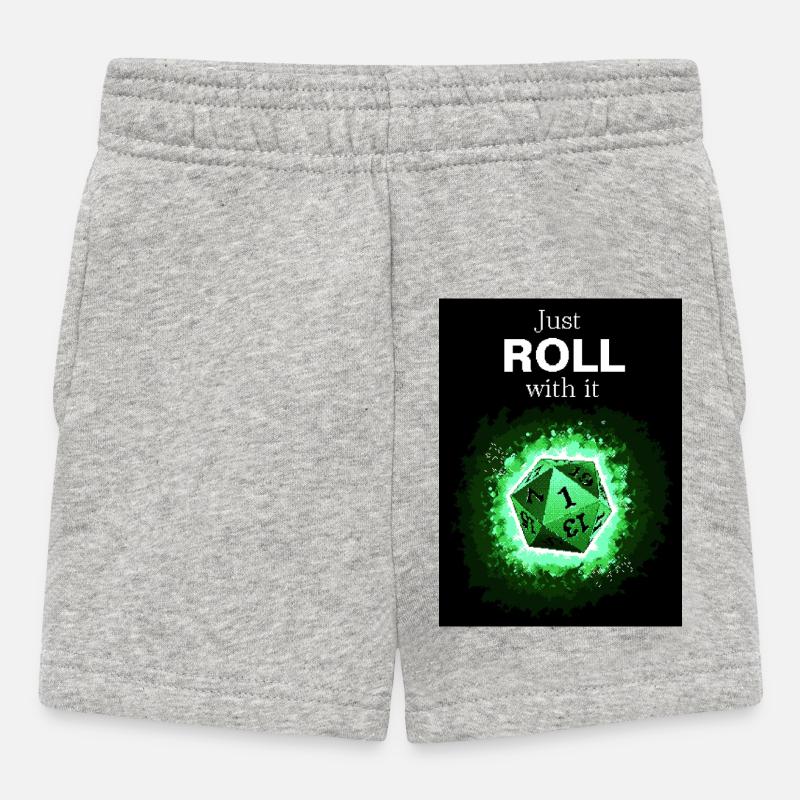 Just Roll With It Retro D20 Green Dice - Baby Shorts - heather grey