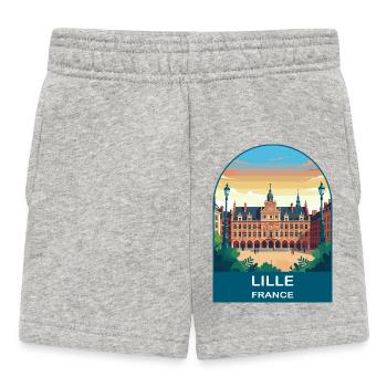 Lille France Grand Place Vintage Travel Poster - Baby Shorts - heather grey - Front