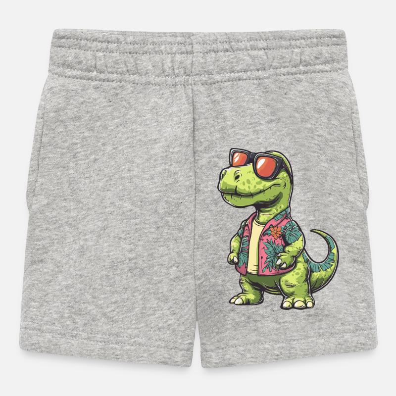 Dinosaur Brontosaurus Comic Vacation - Baby Shorts - heather grey