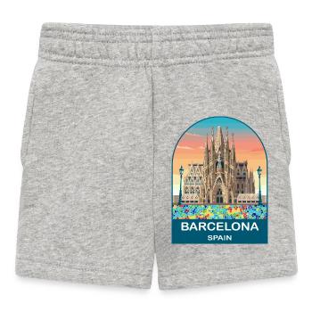 Affiche de voyage vintage de Barcelone, Espagne - Short Bébé - gris chiné - Devant