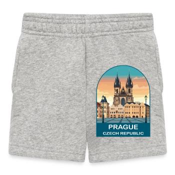 Prague Czech Republic Vintage Poster - Baby Shorts - heather grey - Front