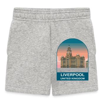 Liverpool UK Vintage-Reiseplakat-Kunst - Baby Shorts - Grau meliert - Vorne