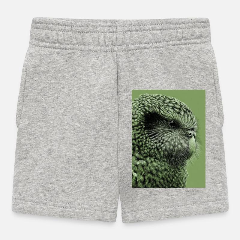 Illustration Kakapo en vert - Short Bébé - gris chiné