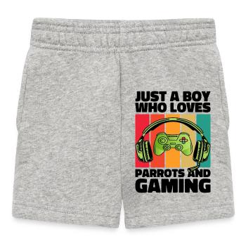 Gamer & Parrots: Videospiele & bunte Abenteuer - Baby Shorts - Grau meliert - Vorne